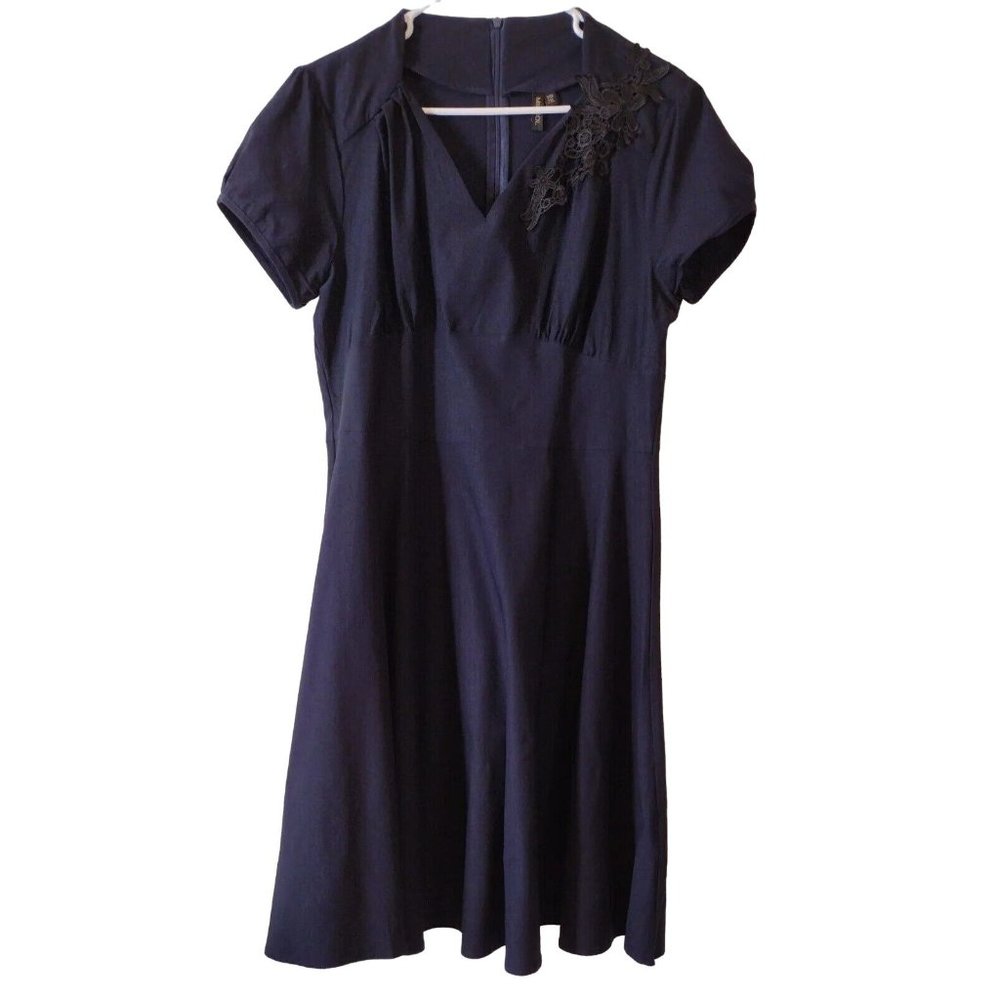 Miusol Womens Dress Navy Blue Short Sleeve 2XL Vintage Style